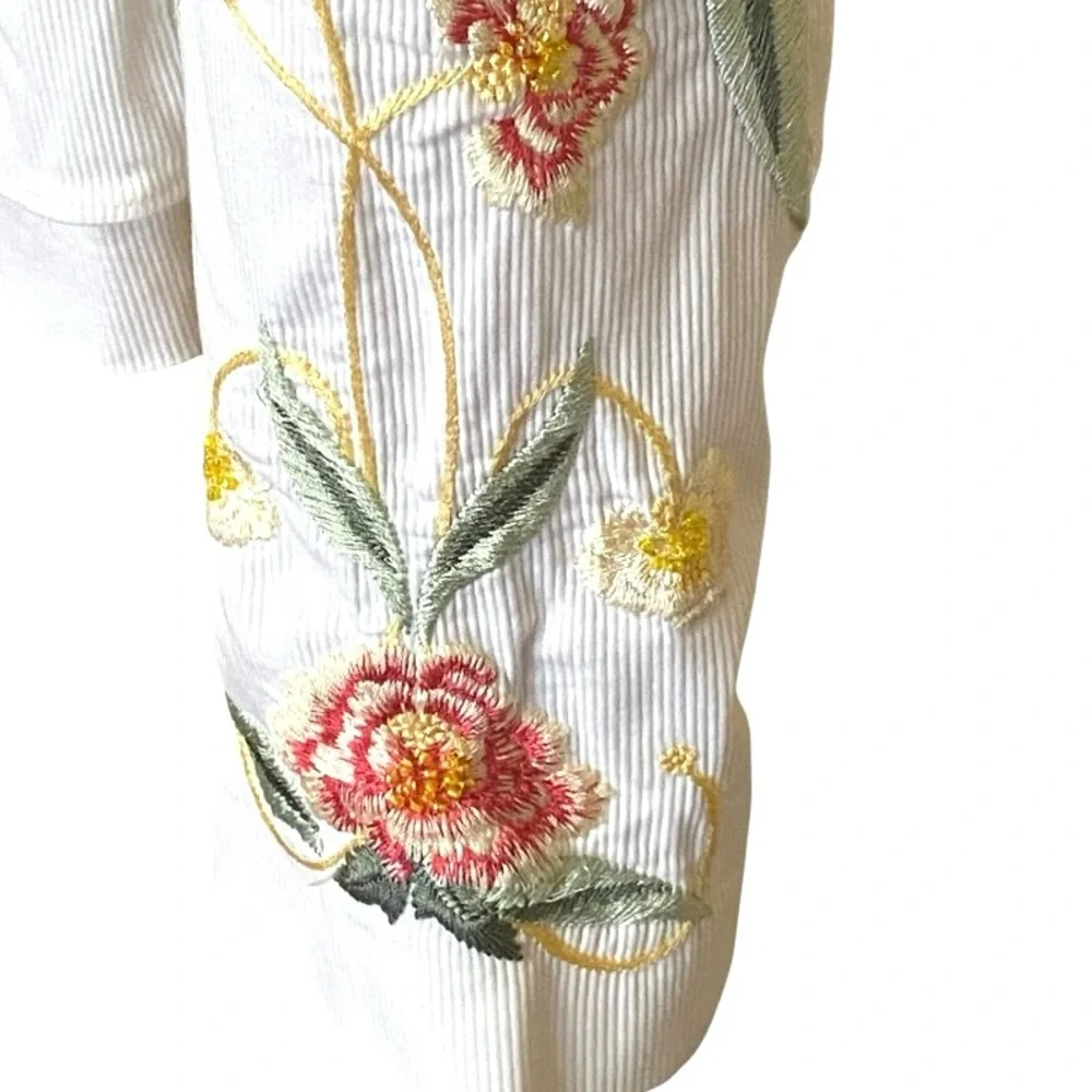 Diane Von Furstenberg White Embroidered Blazer Floral Boho Jacket Cotton‎ Rare